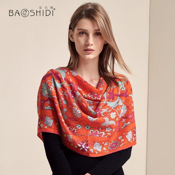 

scarves [baoshidi]2021 fashion designer scarf, 100% wool long scarf women, elegant warm shawl lady, female winter soft bandana de lana, Blue;gray