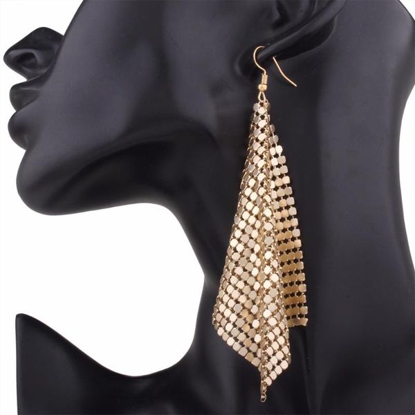 

dangle & chandelier vintage fashion female gold/silver color aluminum sequins mesh drop earrings jewelry for women