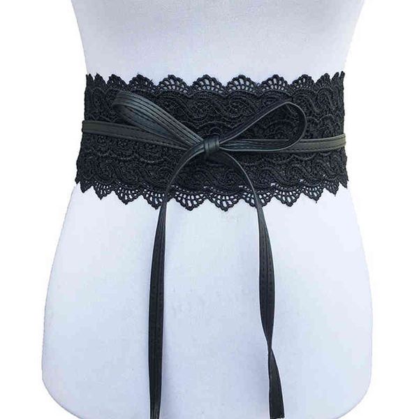 Женщины широкие долговечные дамы легко подходящие изысканные для свадебного платья холст крепко галстук корсет ленты кружева Fabala талии ремень G220301