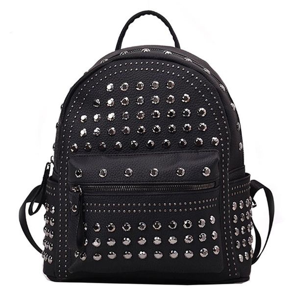 

arrival preppy leisure backpack womens casual daypacks women soild zipper rivet shoulder bags