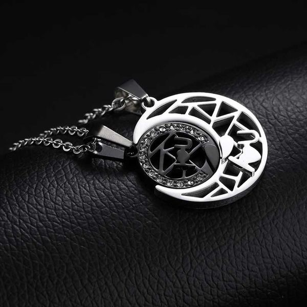

pendant necklaces gj30 sun moon couple necklace titanium steel, Silver