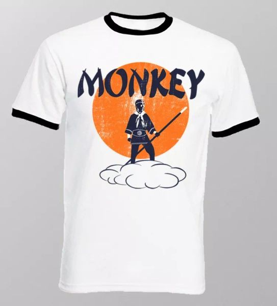 

Monkey Magic Retro Everybody Kung-Fu fighting white t-shirt (S- 2XL) OZ9244, White;black