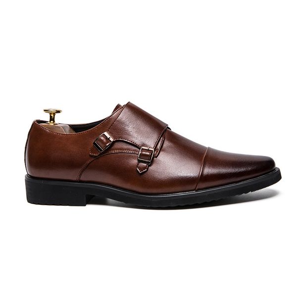 

464748 size 2019 wedding british calf leather shoes european and american pointed toe monk shoe mens foreign trade large size mens leather s, Black