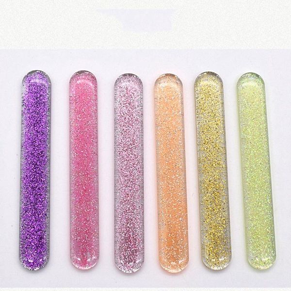 

nail art kits 2 pcs glass file crystal shiner nano mini buffers block with portable case black & blue