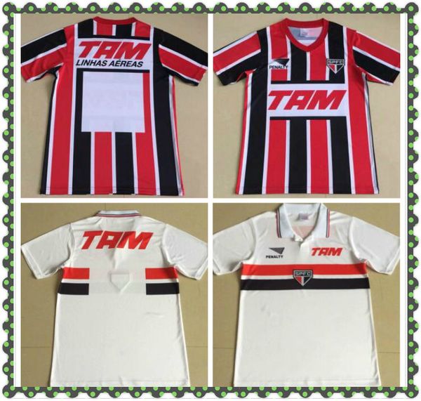 

1993 sao paulo retro soccer jersey 93 away classic vintage football men shirt s-2xl, Black;yellow