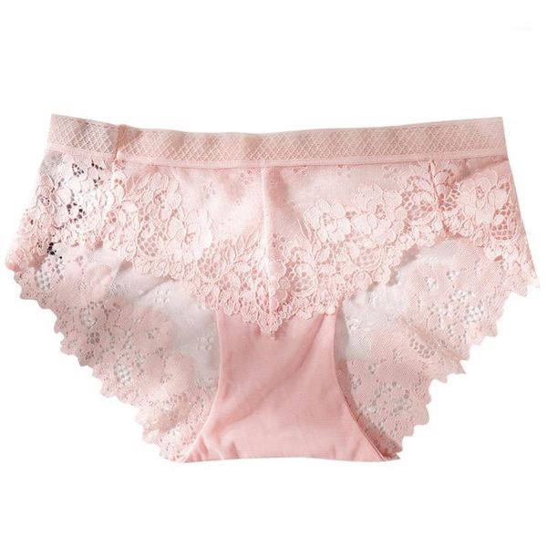 

women's panties french style lace underwear floral embroidery seamless breathable low-waist briefs for ladies, Black;pink