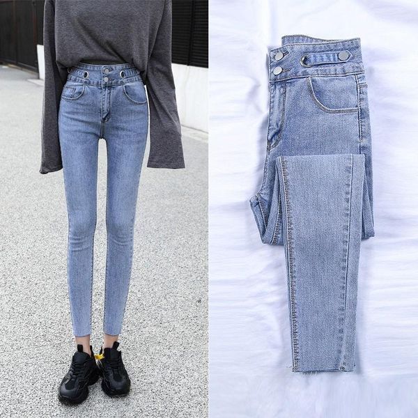 

women's jeans ankle length skinny pencil for women summer autumn streetwear casual slim high waist denim pants lady stretch, Blue