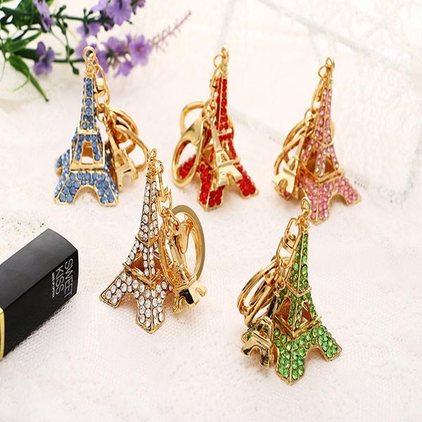 

keychains 2021 tinykenro fashionable metal key chain and colorful paris eiffel tower model, Silver