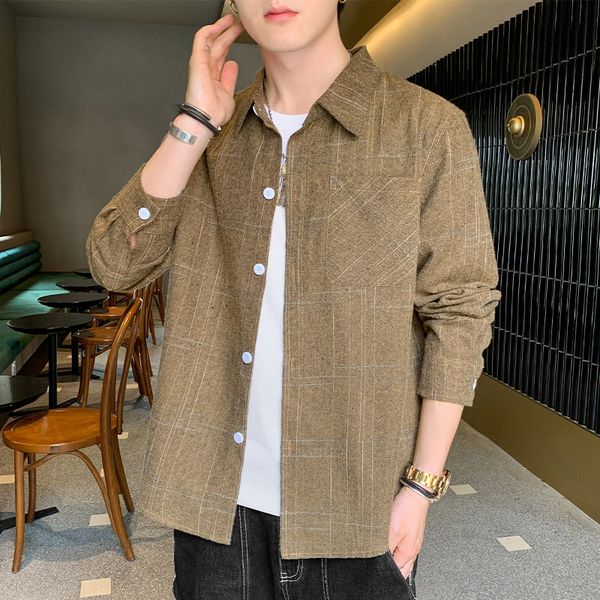

fashionable khaki men s casual shirt hip-hop style, high-quality, comfortable, breathable, fashionable, daily travel, street loose style, White;black