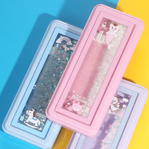 

pencil net red stationery box fashion light quicksand pink box kindergarten girls pupils large capacity cartoon