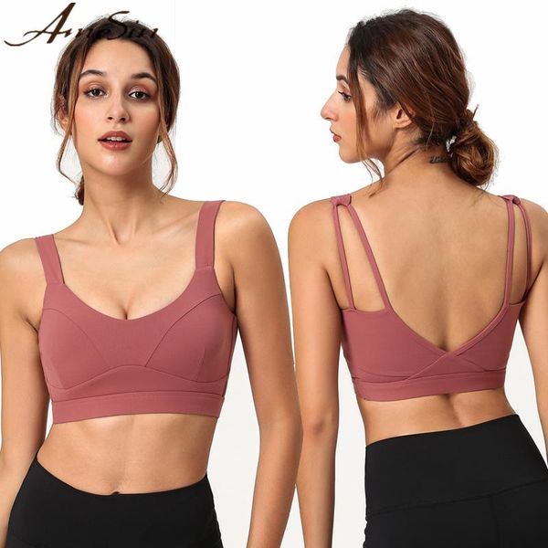 

gym clothing yoga shirt back running sports bra vest brassiere sport femme fitness workout comfortable wear 2021, White;black