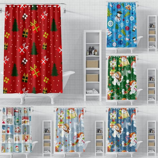 

shower curtains christmas elk snowman pattern waterproof bath curtain polyester eco-friendly bathroom decor home