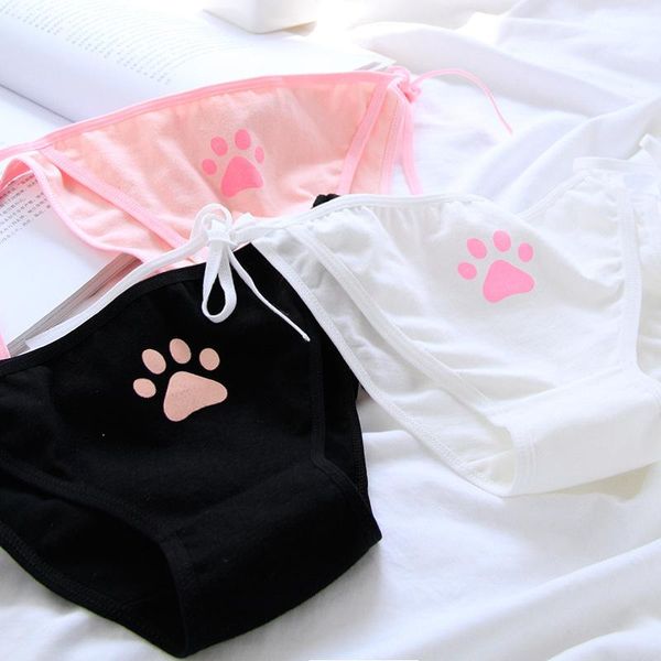 

women's panties sp&city japan style lolita claw cute underwear bangdage low waist cotton lingerie kawaii seamless brief, Black;pink