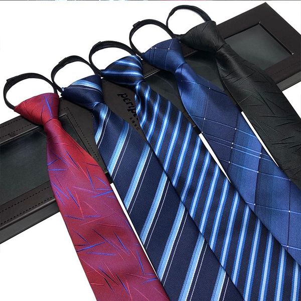 

bow ties men's zipper tie, easy to pull stripes, business professional suits, convenient for lazy people, one-pull style men accessorie, Black;gray