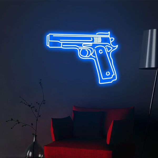 

other event & party supplies "gun" neon sign custom light led pink home room wall decoration ins shop decor