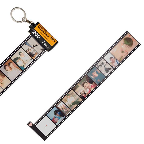 

vintage custom pictures memory film keychain diy p text albums cover keyring for friend bag mobile phone accessories h0915, Silver