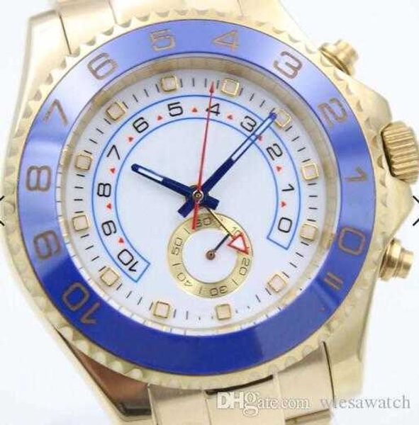 

designer watches 44mm stainless steel gold bracelet automatic mechanical mens bidirectional rotating bezel blue hands 116688 index hour