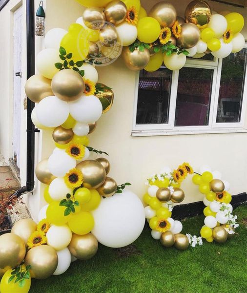 

80/108/144pcs sunflower balloons garland arch kit decoration for birthday wedding summer party kids balloon baby shower globals