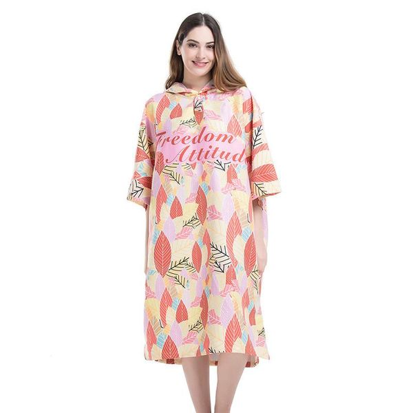 

towel leaves printing changing robe bath soft fashion outdoor hooded beach poncho movemen bathrobe