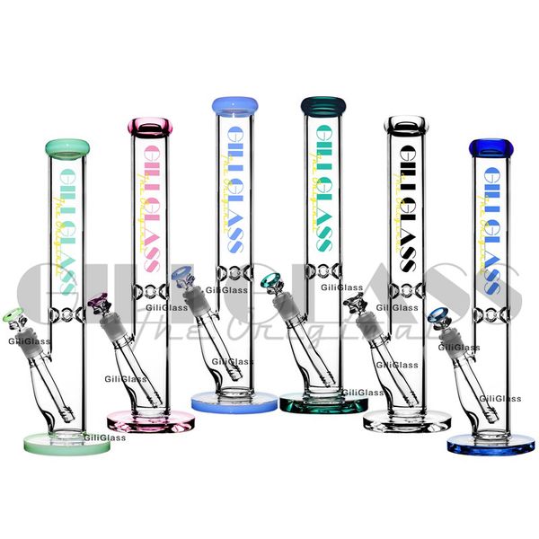 15 дюймов стакан бонг высокий Giliglass курительная труба стеклянные бонги с давлением льда ловца травы чаша большие водопроводные трубы бонс прямой DAB бурить
