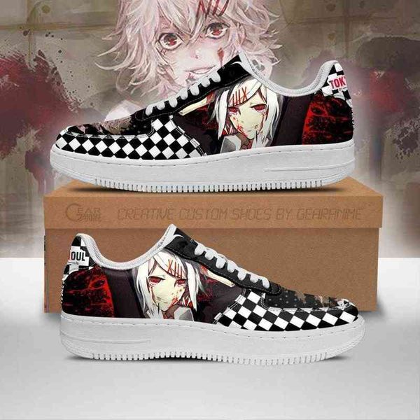 

diy anime fan sneakers shoes boots tokyo ghoul juuzou custom checkerboard mens trainers breathable mesh athletic road running nastics, Black;white