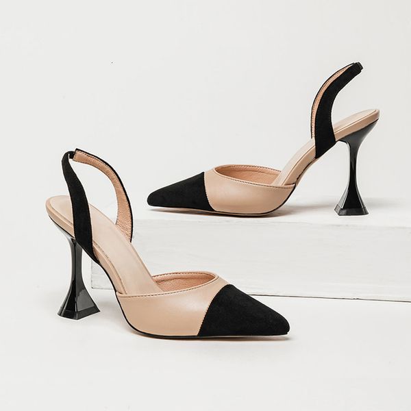 

luxury dress shoes xiaoxiangfeng high-heeled sho women's 2021 net red girl baotou sandals with thin heels and pointed ends are versatil, Black