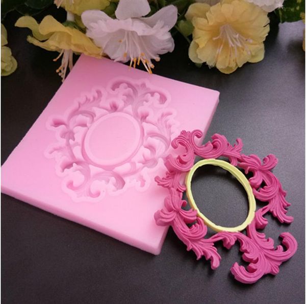 

cake tools european lace mirror frame chocolate fondant silicone mold 301091