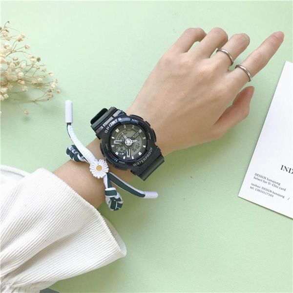 

girl's student fashion casual sweet watch digital waterproof luminous sports wristwatches electronic outdoor clock, Slivery;brown