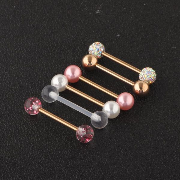 

other imixlot 1set mix color crystal ball acrylic tongue stainless piercing ring rings helix jewelry, Slivery;golden
