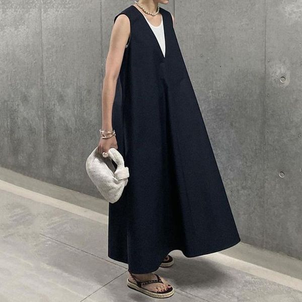 

casual dresses dress expansion 2021 style micro-elastic pullover plain japan and south korea a-line summer sleeveless, Black;gray