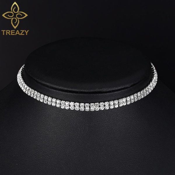 

minimalism rhinestone crystal choker necklace for women prom wedding gift silver color chain chokers collier femme, Golden;silver