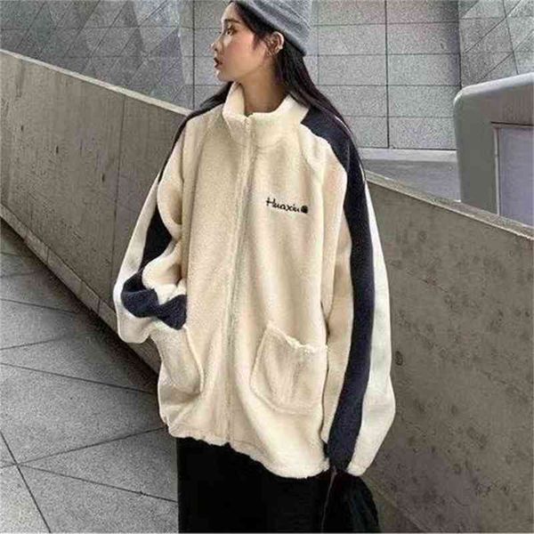 

women's jackets inverno de pelÃºcia engrossado inverno casaco casual feminino coreano estilo universitÃ¡rio solto moda quente com zÃ­per, Black;brown