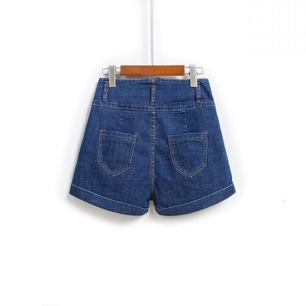 

women's jeans mode 3 high-waist buttons thin fit straight mujer shorts casual preppy pants party short jeans f5pz, Blue