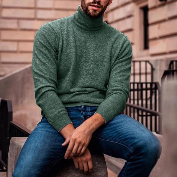 

men's casual shirts streetwear men solid color long sleeve turtle neck warm knit shirt pullover sweater fashion, White;black