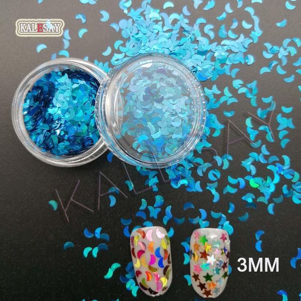

nail art decorations sequins moon 3mm sequin paillettes sewing craft diy laser light blue stars supplies for nails, Silver;gold