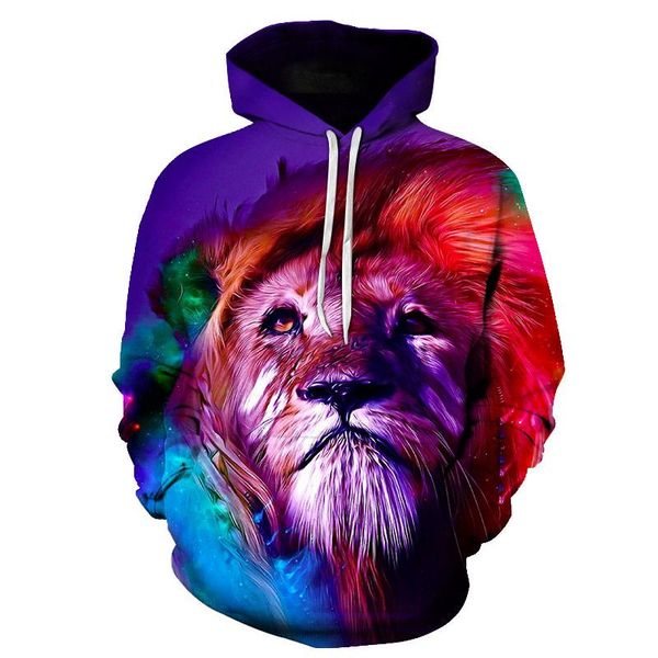 

men's hoodies & sweatshirts 2021 autumn and winter clothing spring 3d printing sportswear novelty flame lion hoodie animal, Black