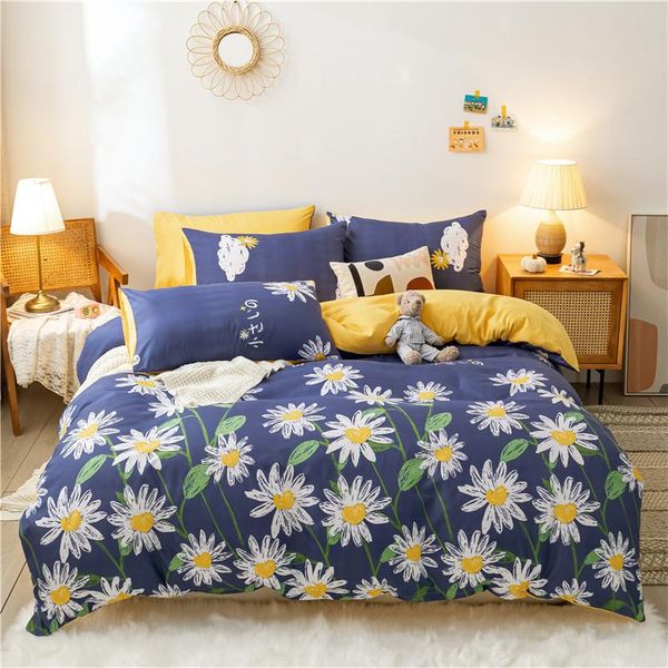 

bedding sets flowers pastoral duvet cover pillowcases 4pcs quilt yellow bed sheet twin full single king bedclothes