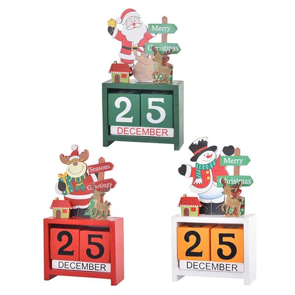 Calendários de madeira de natal 3d fofos santa milu veado boneco de neve calendário calendário infantil presentes do presente xtmas decorações lyx82