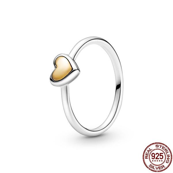 

cluster rings pandach 2021 925 sterling silver for women golden heart ring making jewelry gift party engagement cmr099, Golden;silver
