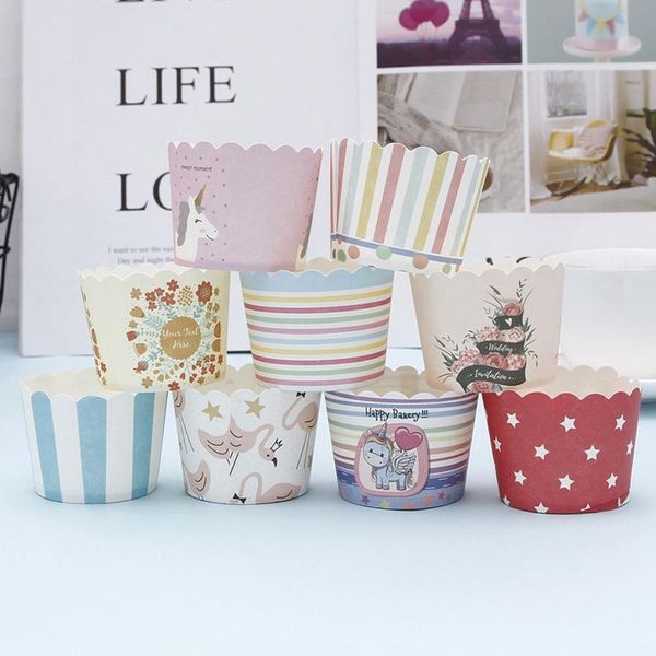 

other bakeware 50pcs/pack colorful paper cake cup oven baking tools tray liners muffin kitchen cupcake cases