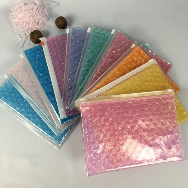 

multiple colors 10pcs 16*21cm zipper bubble packing bags plastic wrap envelope transparent shockproof bag gift