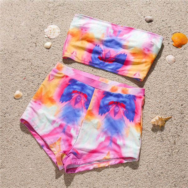 

new printed strapless female swimsuit high waist bikini women swimwear two-pieces bikini set bandeau bather bathing suit k2511