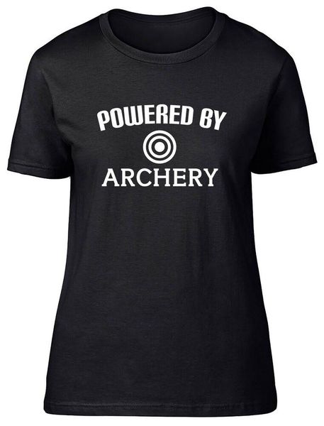 

powered by archery fitted womens ladies t shirt men's t-shirts, White;black