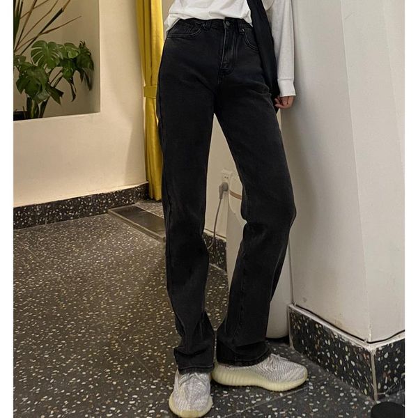 

women's jeans 2021 autumn and winter high waist slim straight tube black loose with the trend, versatile drape pants, Blue