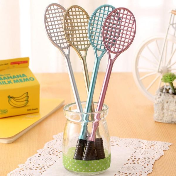 

gel pens creative simulation tennis racket metal color pen black 0.5mm student kawaii 5 pcs/lot school supplies