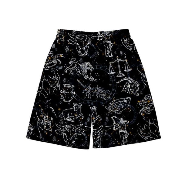 

men's shorts 2021 summer seaside beach large size loose constellation 1 holiday 3d printed pants, White;black