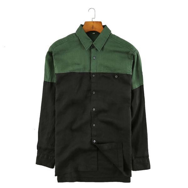 

men's t-shirts designer long sleeve patchwork linen shirts spring and autumn casual men brand fashion shirt male camisa overhemd ndz1, White;black