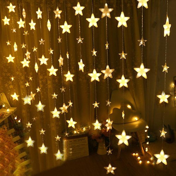 

strings thrisdar 3.5m romantic star curtain window led string light christmas wedding party fairy icicle 220v with eu plug