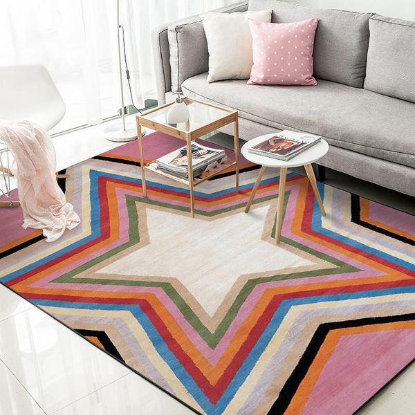 

carpets modern style living room area rugs creative colorful geometric star print kids bedroom play tent carpet kitchen bath floor mats