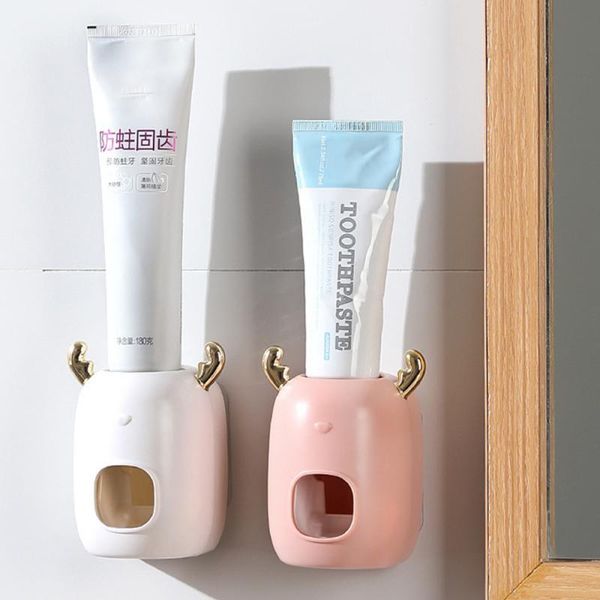 

toothbrush holders automatic toothpaste dispenser christmas look wall mounted stand home lazy bathroom accessories set